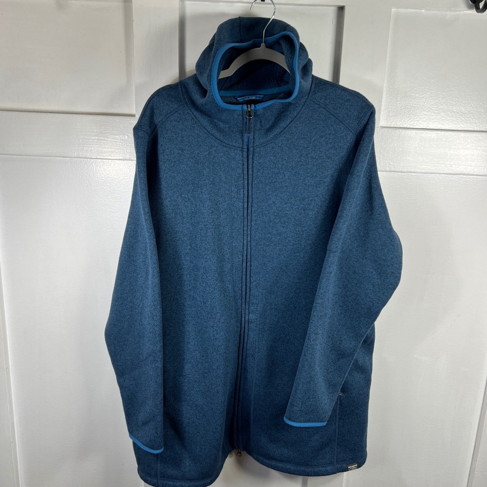 LL Bean Sweater Fleece Full Zip Hoodie Blue Heather 3X Plus 503355